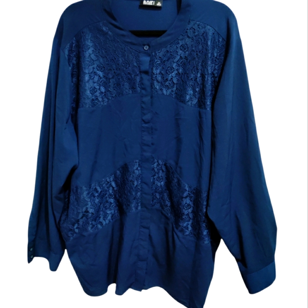a.n.a. navy blue blouse women's size 5XL